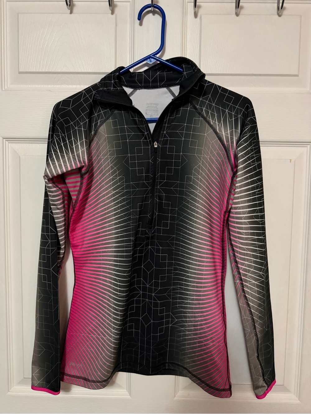 Nike Pro Women’s Black and Pink Long-Sleeve Zip Performance Shirt